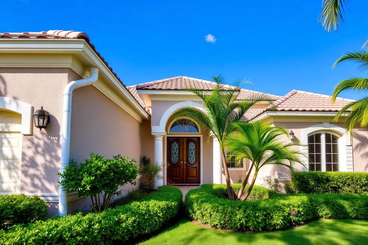 Radon mitigation exhaust pipe cleanly installed on the exterior of a Boca Raton home